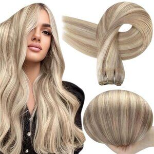 Full Shine Weft Hair Extensions Ash Blonde Hair Wefts Human Hair Sew in Blonde